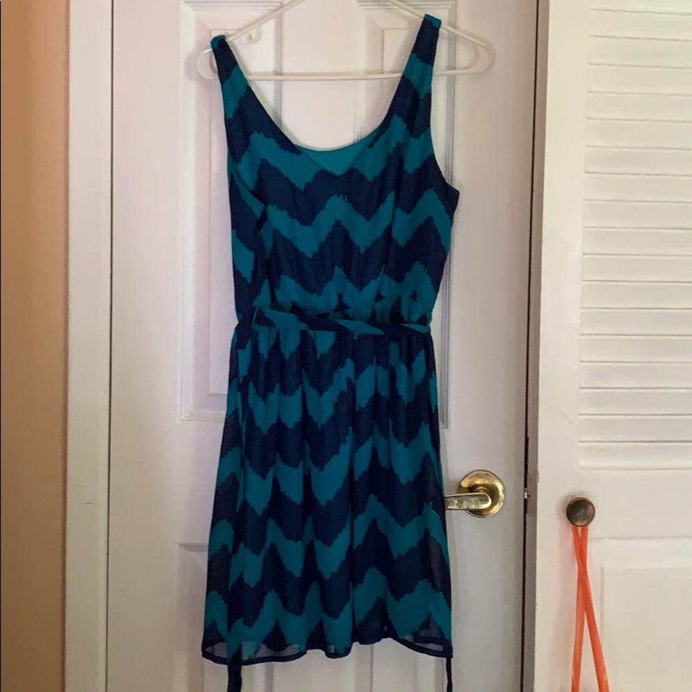 Patterned blue and turqouise dress
